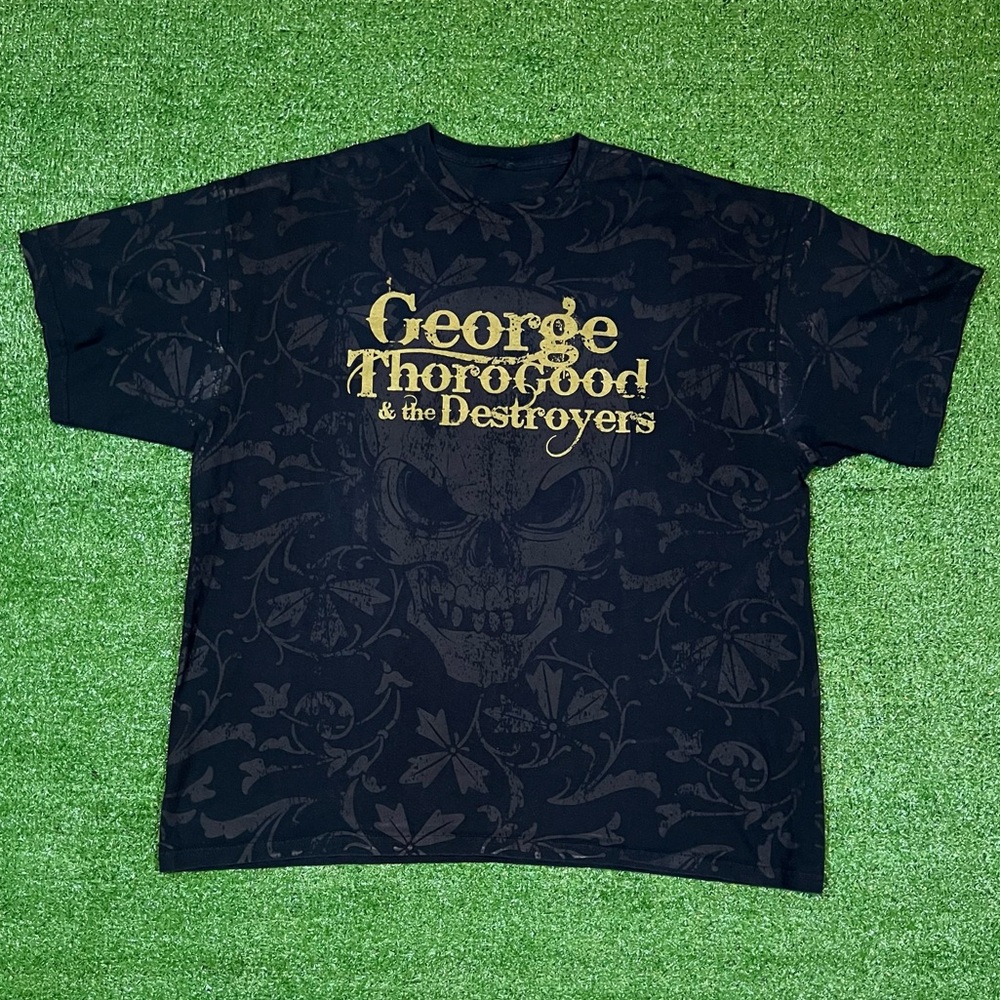 Vintage 90s George Thorogood & The Destroyers AOP Skull & Vines Band Tee XXL